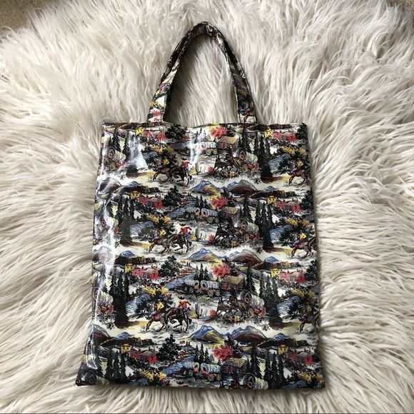 Paperchase RARE Western Scene Cowboy Vinyl Tote - Picture 6 of 9